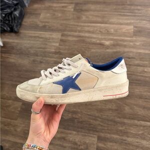 Golden Goose White and Blue Sneakers